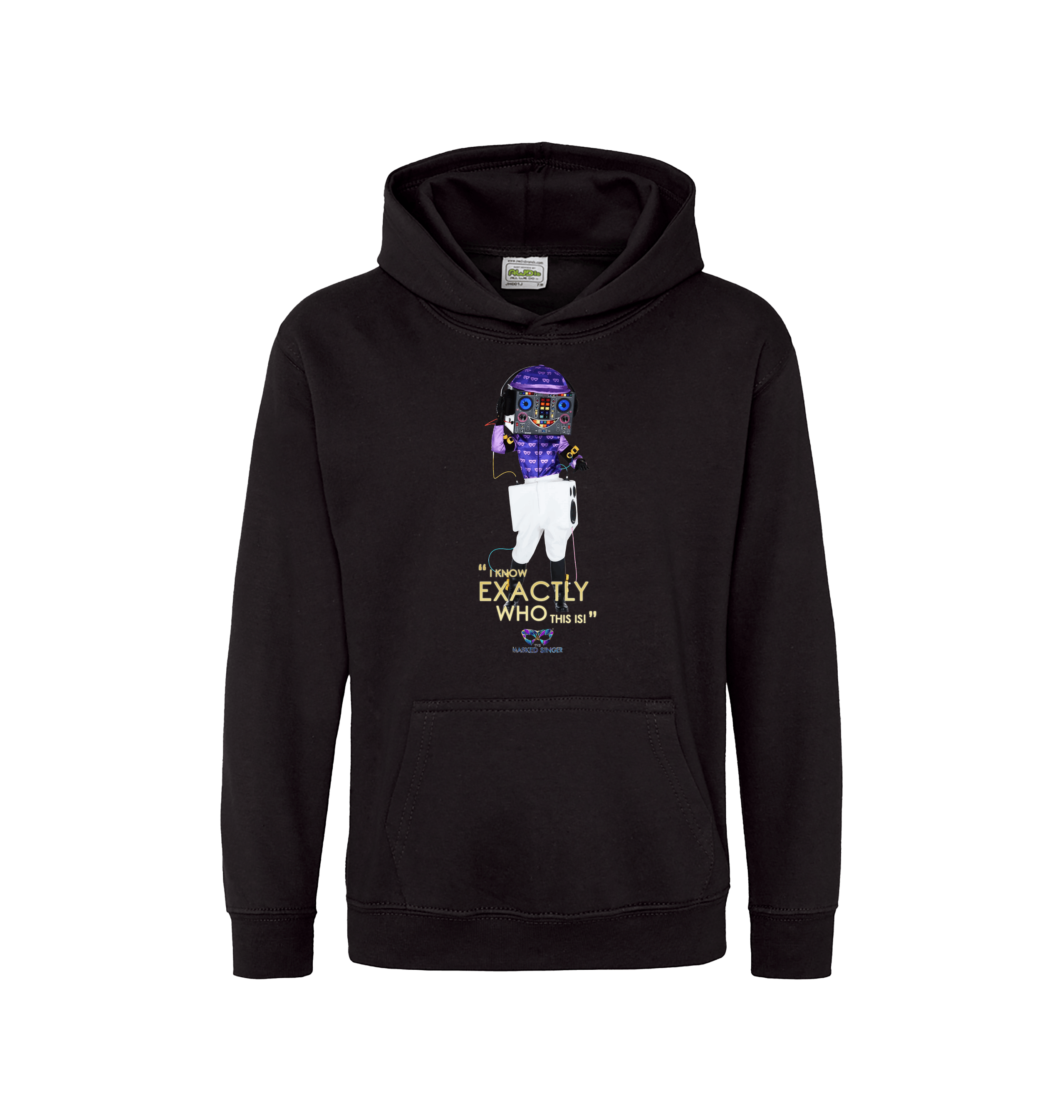 Jet Black Printed Kids Hoodie Front